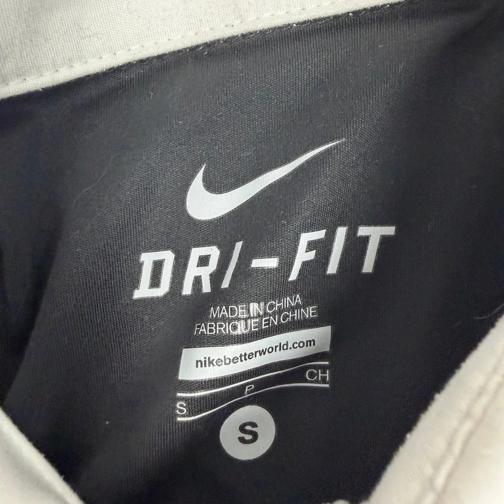 Nike Dri-FIT Polo Shirt Mens Small Black White Grey Colorblock Golf Swoosh 13560